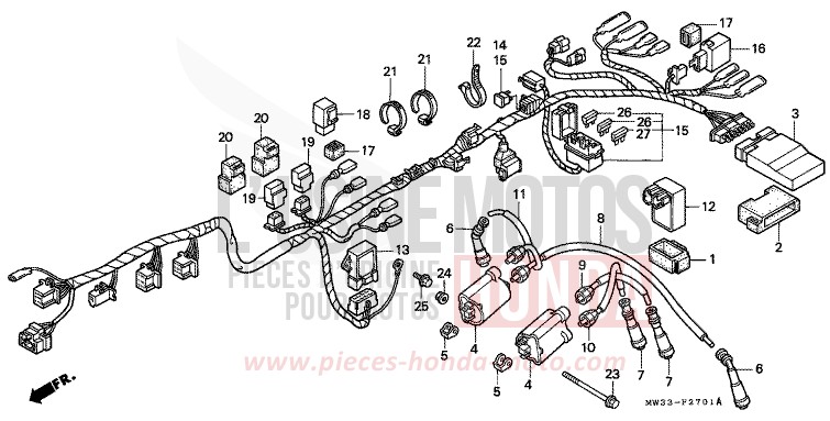 FAISCEAU DES FILS (CB750F2) de CB Seven Fifty CANDY GLORY RED-U (R101) 1992